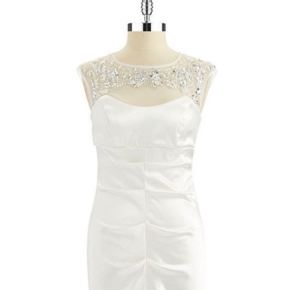 Ivory satin mermaid evening gown