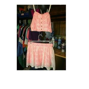 Crop top with short skirt