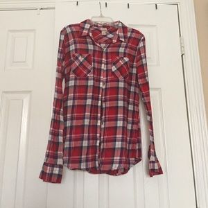 Red white and blue plaid flannel