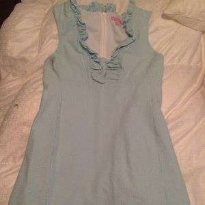 Lilly Pulizter Seersucker Aqua Dress