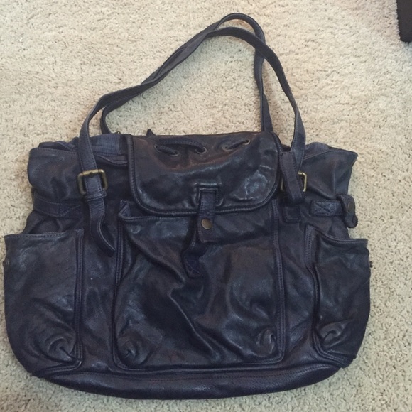 Navy blue leather bag