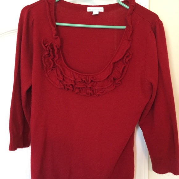 New York & Company Sweaters - NY&Co red ruffle scoop neck sweater