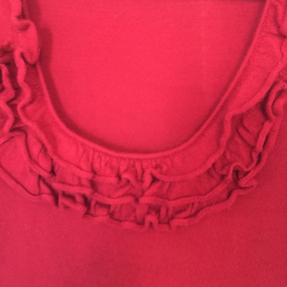 NY&Co red ruffle scoop neck sweater - Picture 2 of 3