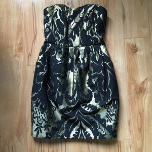 H&M mini dress, black & metallic gold with pockets