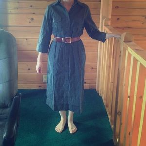 Gray Button-Down Denim Dress