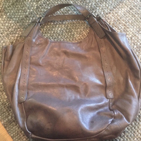 Grey leather bag
