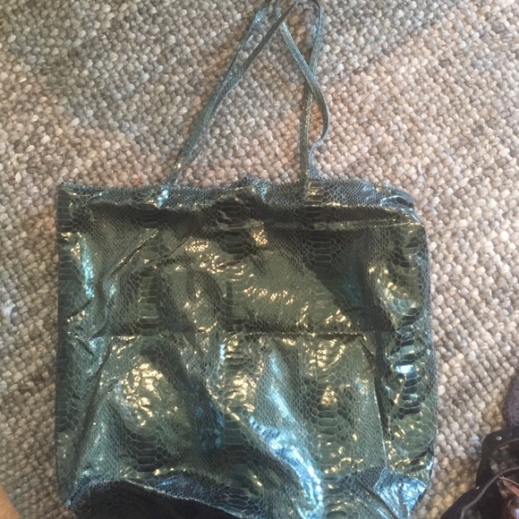 Snakeskin teal bag