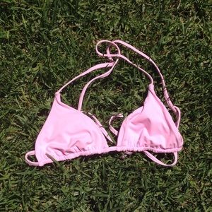Pink solid bikini top