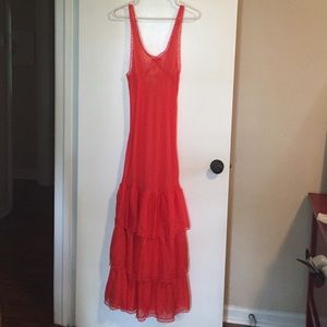 Vintage sheer Neiman Marcus boho slip in orange