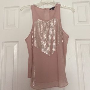 Pink sequined tank top