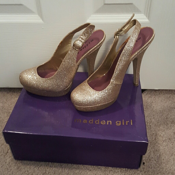 Gold Glitter Sling Back Heels