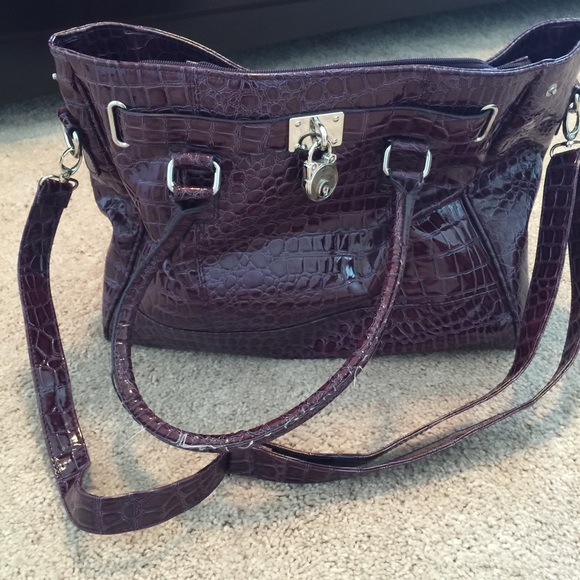 Sold- NY&Co purple alligator print handbag w/strap