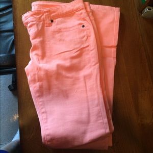 Adorable pair of bright mango-colored jeans