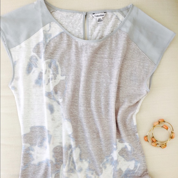 Light linen and sheer short sleeve blouse
