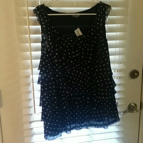 Blue with white polka dots ruffled layers tank