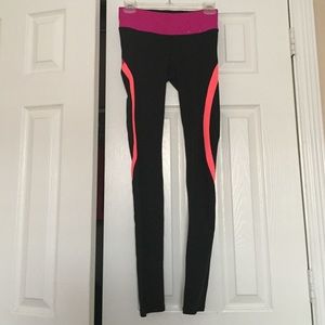 Black Purple and neon pink leggings