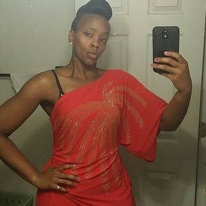 One shoulder dress RED HOT..LIKE FIRE