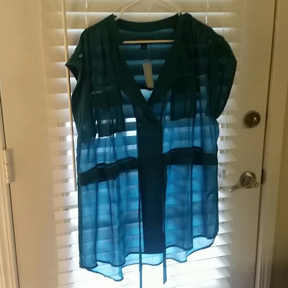 Teal sheer blouse