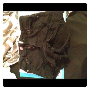 Size 00 high waisted distressed AE shorts