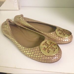 Tory Burch Ballet Flats, Metallic Leather