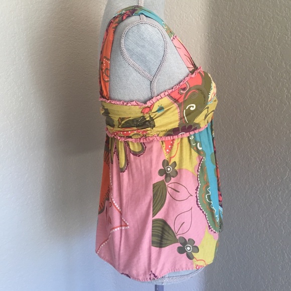 Adorable floral multi-colored cotton cami tank - Picture 2 of 3