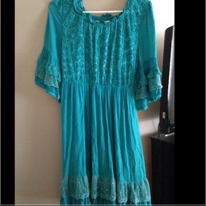 Turquoise/teal urban mangoz dress with tie in back