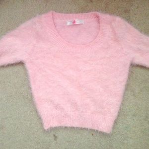 American Apparel fuzzy pink top
