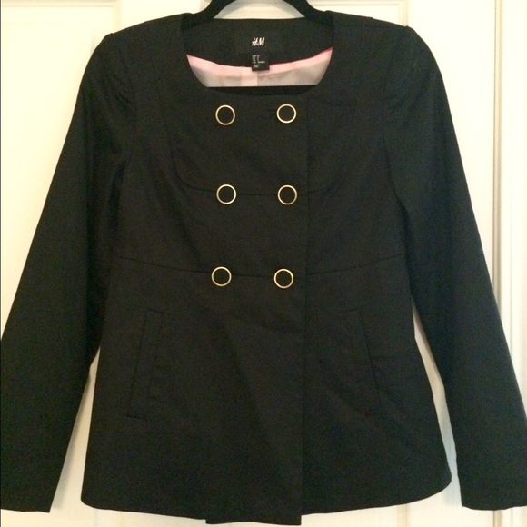 Brand New Black H&M Coat with Gold Buttons Size 4