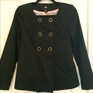 Brand New Black H&M Coat with Gold Buttons Size 4