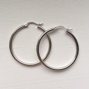 Sold - 14k White Gold Hoop Earrings