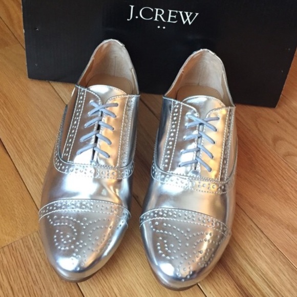 J. Crew Shoes - 🎀NEW🎀J.Crew Metallic Mirror Silver Oxfords