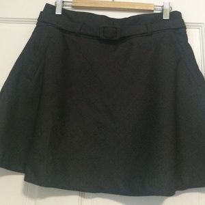 Gray belted skater skirt