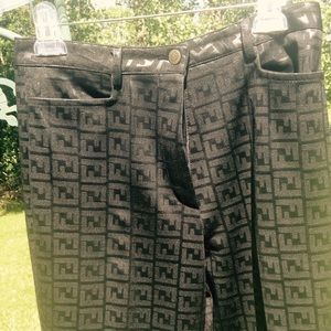 Fendi sz m black on black pattern pants