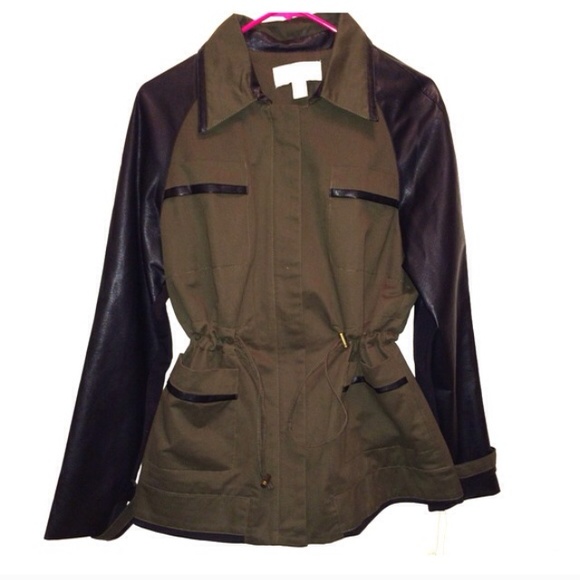 Bagatelle Faux Leather Sleeve and Cotton Anorak