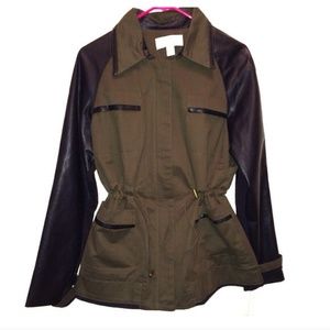 Bagatelle Faux Leather Sleeve and Cotton Anorak