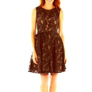 Black Lace Sleeveless Fit-and-Flare Dress
