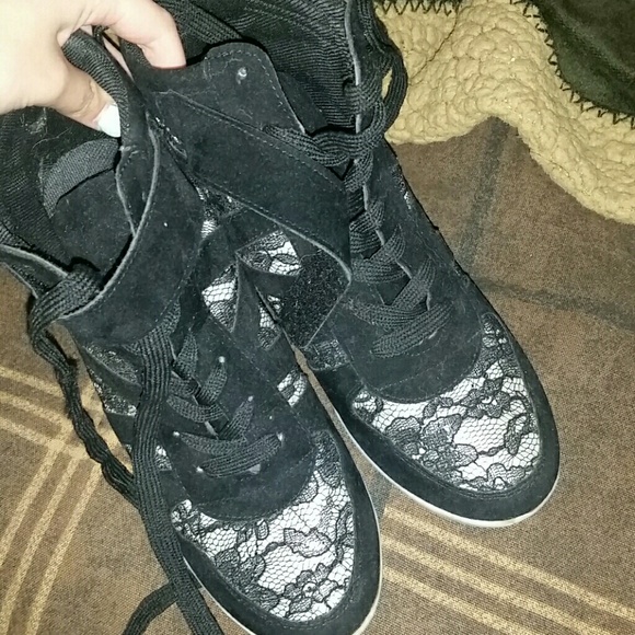Lace sneaker heels