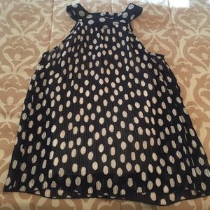 Navy and White Polka Dot Top
