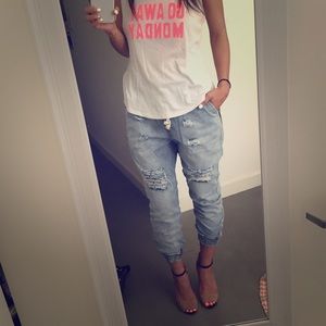 BNWT distressed denim joggers