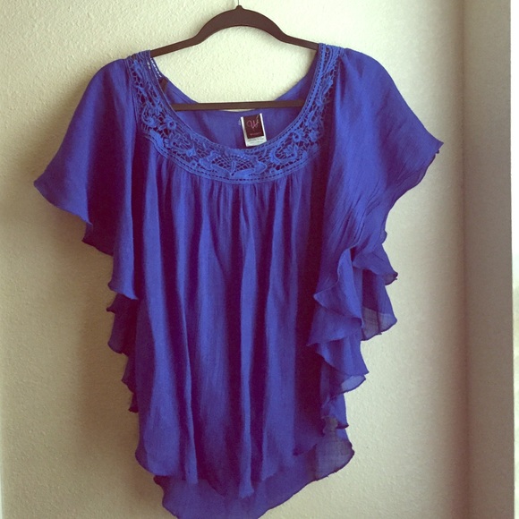 Royal Blue Ruffled Flowy Top