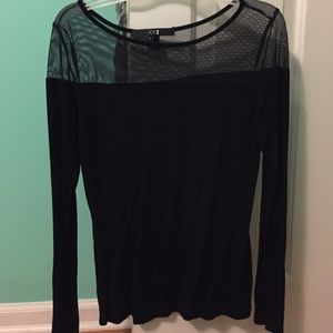 Cyber goth black shirt with see-through shoulders