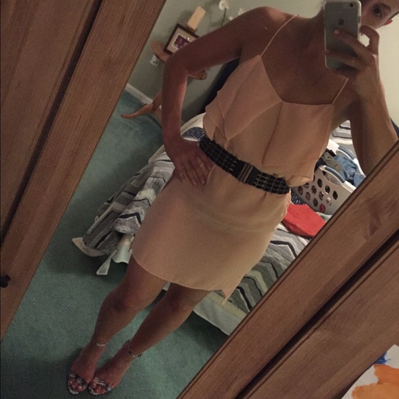 NWT blush ruffle front BCBG cocktail dress