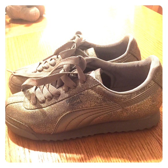 Silver sparkly Puma street shoes