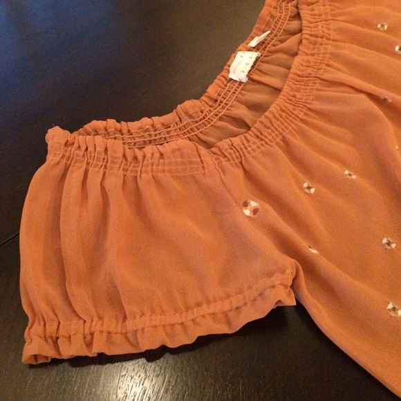 Kimchi & Blue Muted Coral Sheer Aztec Print Top - Picture 4 of 4