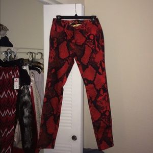 Trendy red/black pants! Brand new!