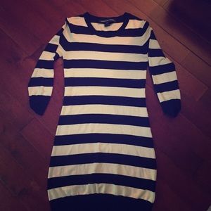 black and white striped sweater dress