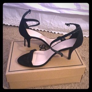 ASOS Harlequin Heeled Sandals - Black Seuede