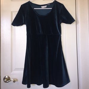 Dark teal velvet  mini dress