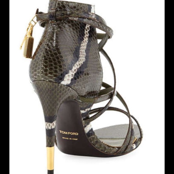 Tom Ford Padlock Ankle-Wrap Snake Sandal - Picture 2 of 3