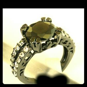 Stunning!! Black CZ & Black Rhodium SS Ring Sz 6